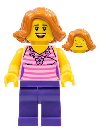 Минифигурка Lego Woman, Striped Pink Shirt with Flower Necklace twn330 U